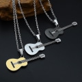 Miniatyrbilde 1 av 4: Kjede Anheng Gitar Instrument Rustfritt Stål Svart/gull/sølv Musikk Rock Gold