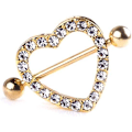 Miniatyrbillede 1 af 4: 1 stk. Tolags Nippel Piercings Seksuelle Kvinders Bryster Kvinders Hjerte Rhinestones Blanke Mode Smykker Guld Trim Strimler