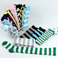 Miniatyrbillede 3 af 4: Strømper Farveblok Stribet Kvinder Over Knæ Lårhøje Strømper Til Jul Light Blue White Fine Stripe