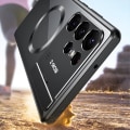 Miniatyrbillede 5 af 5: Etui til Samsung Galaxy S24 Ultra med usynligt kamerastativ, kompatibel med Magsafe, 360 graders beskyttelse magnetisk metal kofanger bagside pc-cover silver S24 Ultra