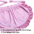 Pikkukuva 3 / 5: Esiliina Keittiö Ruokailu 100% Puuvilla Taskuilla Tytöille, Vaaleanpunainen Pink