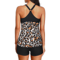Miniatyrbillede 2 af 5: Dames badedragt polstret tank top + shorts tankini sæt badetøj Leopard Print XL