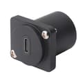 Miniatyrbillede 1 af 5: USB USBC Type C Typec Hun til Hun F-F Panelmontering Rund Adapter Black