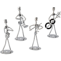 Miniatyrbild 1 av 5: 4 st Music Man Staty Metall Musiker Orkester Set Gitarr Trombon Saxofon Spelare Modell