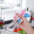 Miniatyrbilde 5 av 5: Rosa og blå trenings spisepinner for barn, søte dyrespisespinner trener for voksne nybegynnere gjenbrukbare trenings spisepinner hjelper for læring