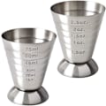 Miniatyrbillede 1 af 5: Rustfrit stål cocktail jiggers, 2,5 oz, 75 ml, 5 spiseskefulde, pakke med 2