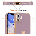 Miniatyrbillede 3 af 7: Til iPhone 11 Cover Sødt Hjerte Mønster til Kvinder Piger Slankt Luksus Bling Belægning Blød TPU Anti-Ridse Stødsikkert Bumper Telefon Cover til iPhone 11 Dark Purple