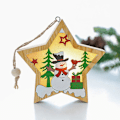 Miniatyrbild 2 av 5: 2 st juldekorationer i trä med lysande hänge, julgransdekorationer, stil: femuddig stjärna Snowman