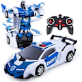 Miniatyrbillede 1 af 4: 2i1 Bil (hvid) Fjernbetjening Robot, 1:18 Transformer Legetøj Gave Til Drenge Piger 3 4 5 6 7+ År Gamle, Rc Bil Robot Legetøj Transformerbar 2.4ghz Politi Bil