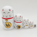 Miniatyrbilde 3 av 5: 5 stk/sett Nesting Dolls Håndmalte Hjemmedekorasjon Tre Lykkekatt Matryoshka Gave Til Butikk