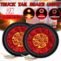 Miniatyrbillede 2 af 5: 2 stk. 16 LED Dobbelt-Farvede Baglygter Runde Baglygter Til Lastbiler Bremsestop