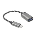 Miniatyrbilde 2 av 5: Grå Type C OTG til USB 2.0 Adapterkabel - Aluminiumslegering, Nylonflettet, Plug & Play