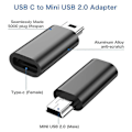 Pikkukuva 3 / 5: 4 kpl USB C - Mini USB 2.0 -sovitinta, tyyppi C naaras - Mini USB uros -muunninsovitin MP3-soittimille D