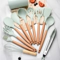 Miniatyrbillede 10 af 11: Køkkenredskabssæt 2 dele - Silikonespatel - Varmebestandig - nonstick Black