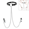 Miniatyrbillede 3 af 3: Brystvorte Ring med Choker Halskæder Rustfrit Stål Brystvorte Ringe Kæde Hjerte Kattehoved