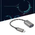 Miniatyrbilde 5 av 5: Grå Type C OTG til USB 2.0 Adapterkabel - Aluminiumslegering, Nylonflettet, Plug & Play