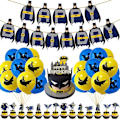 Pikkukuva 1 / 4: Batman-ilmapallo syntymäpäiväkoristeet Batman-teema syntymäpäiväjuhlan koristeet, mukaan lukien banneri, kakkukoriste, ilmapallot lasten syntymäpäiväjuhlatarvikkeisiin