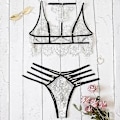 Miniatyrbild 3 av 5: Kvinnors sexiga spetsbandage underkläder babydoll underkläder nattkläder sovkostym set 2XL