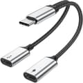 USB C-splitter med PD 60W snabbladdning och dataöverföring (stödjer digitala hörlurar, INTE för bildskärm), USB C till USB C honadapter