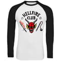 Stranger Things Hellfire Club Raglan Trøje | Rødt Dæmonlogo | Sorte & Hvide Ærmer CB01 CB01 L