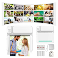 Miniatyrbillede 1 af 5: Termiske bærbare Bluetooth-printere 57mm Mini trådløse POS termiske billedfotoprintere til Android IOS mobiltelefon FLYE1984 Blue Free Size