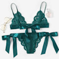 Pikkukuva 1 / 3: Seksikäs alusvaatteet yöasu alusvaatteet naisten G-string Babydoll pitsi rintaliivit yöasu Dark Green 2XL