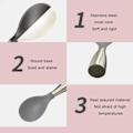 Miniatyrbillede 3 af 5: Silikoneske til servering af ris, rustfrit stål silikoneske til servering af ris, køkkensilikoneske med non-stick belægning, til madlavning af sauce, suppe, dressing og ris
