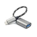 Pikkukuva 1 / 5: Harmaa Type C OTG - USB 2.0 -sovitinkaapeli - alumiiniseos, nylonpunos, Plug & Play