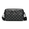 Miniatyrbild 5 av 5: Herr Casual Rutig Axelväska Läder Crossbody Väska Justerbar Rem Messenger Bag