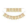 Pikkukuva 1 / 2: Ramadan-festivaalin lippu Umrah Mubarak -painatus juuttikankaan banneri Swallowtail Bunting -juhlatarvikkeet Taustan asettelu Rekvisiitta As Shown 18X13CM