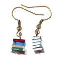 Miniatyrbillede 1 af 4: Stack Bog Øreringe Bibliotek Farve Flerfarvet Bog Vedhæng Øreringe