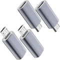 Miniatyrbillede 1 af 5: USB-C til Micro-USB-adapter, (4-pak) Type C Hun til Micro USB Han Konverteringsstik Understøtter Opladning Data Synkronisering (Grå)-FA-