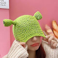 Miniatyrbillede 5 af 5: Unisex håndstrikkede Shrek-huer - varm og holdbar håndstrikket hue - uld vinterhue til kvinder og mænd - grøn, M