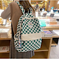 Miniatyrbillede 3 af 4: Ternet Rygsæk Gingham Skole Tasker Tilbage Til Skolen Tilbehør Til Studerende (grøn)