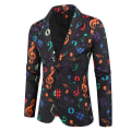 Miniatyrbillede 1 af 3: Herre Casual Note Print Slim Natklub Jakke 4XL