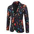 Miniatyrbillede 1 af 3: Herre Casual Note Print Slim Natklub Jakke L