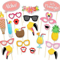 Miniatyrbilde 1 av 5: 21 stk. Hawaii-tema kreative fotorekvisitter strandferie flamingo blomst sommerfest morsomme rekvisitter