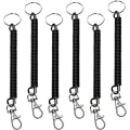 Miniatyrbillede 1 af 5: 6 stk. Spiral Retractable Spring Coil Nøglering Tyverisikret Anti-tabt Strækledning (sort)