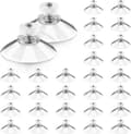 30-pack Suction Cups with Thread and Knurled Nuts M4, Transparent Threaded Suction Cup Ø 32 mm, Glass Suction Cup without Drilling for Car, Decoration
