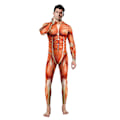 Miniatyrbild 1 av 5: Halloween 3D-Party Muskeltryckt Jumpsuit Elastisk Människokropp Body Bodysuit Cosplay Kostym Catsuit Hög Kvalitet F0109-Men L
