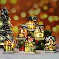 Miniatyrbillede 3 af 4: Julelandsbyhuse Julemand Snemænd Tog Snescene Led Lys Op Julepynt Harpiks