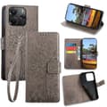 Til Xiaomi Redmi Note 14 4G (164.84mm) Etui PU Læder Pung Telefon Beskyttelse Træ Hjort Tryk - Grå Grey Grey