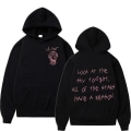 Miniatyrbilde 1 av 5: Rapper Lil Peep Tour Konserthoodie Herre Hip Hop Mote Pullover Genser Unisex Casual Lang Arm Hetten Gothic Streetwear Svart XXXL