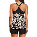 Miniatyrbilde 2 av 5: Kvinners badedrakt polstret tank topper + shorts tankini sett badedrakt Leopard Print 2XL