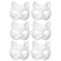 Miniatyrbillede 2 af 2: 6 stk. Blanke Kattemasker Til Formning, Kostume, Cosplay, Umalet Kattemasker