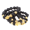 Miniatyrbilde 3 av 5: Feng Shui Obsidian Stone Beads Armbånd Menn Kvinner Unisex Håndleddsbånd 6mm
