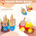 Miniatyrbillede 4 af 4: Træstabeltog - Baby Block Pull Toy med formsortering Tidlig uddannelseslegetøj til småbørn drenge piger