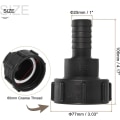 Miniatyrbillede 3 af 5: Sourcing Map IBC Tank Slange Adapter 60mm Grov Gevind Til 25mm Pigtråds Slangeforbindelse Fitting Sort Pakke Med 2