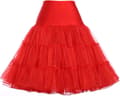 50'er Underkjole Rockabilly Kjole Tyl Tutu til Kvinder Rød Rød Red S
