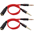 Miniatyrbilde 1 av 5: 3,5 mm lydsplitterkabel, hodetelefonmikrofon splitter 3,5 mm AUX 3-pin hunn til 2 x 3,5 mm hann, for smarttelefoner, nettbrett, MP3, MP4 (20 cm)